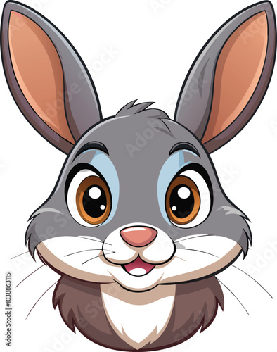 Cute Cartoon Bunny Rabbit Face Illustration