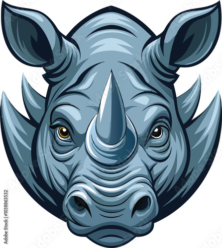 Powerful Rhino Head Mascot Illustration Design