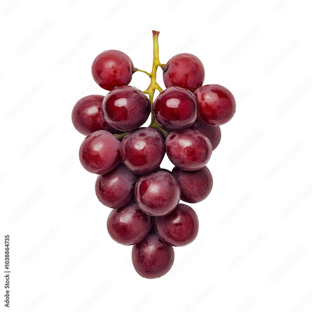 Fototapeta premium red grapes bunch isolated on white background. Generative AI