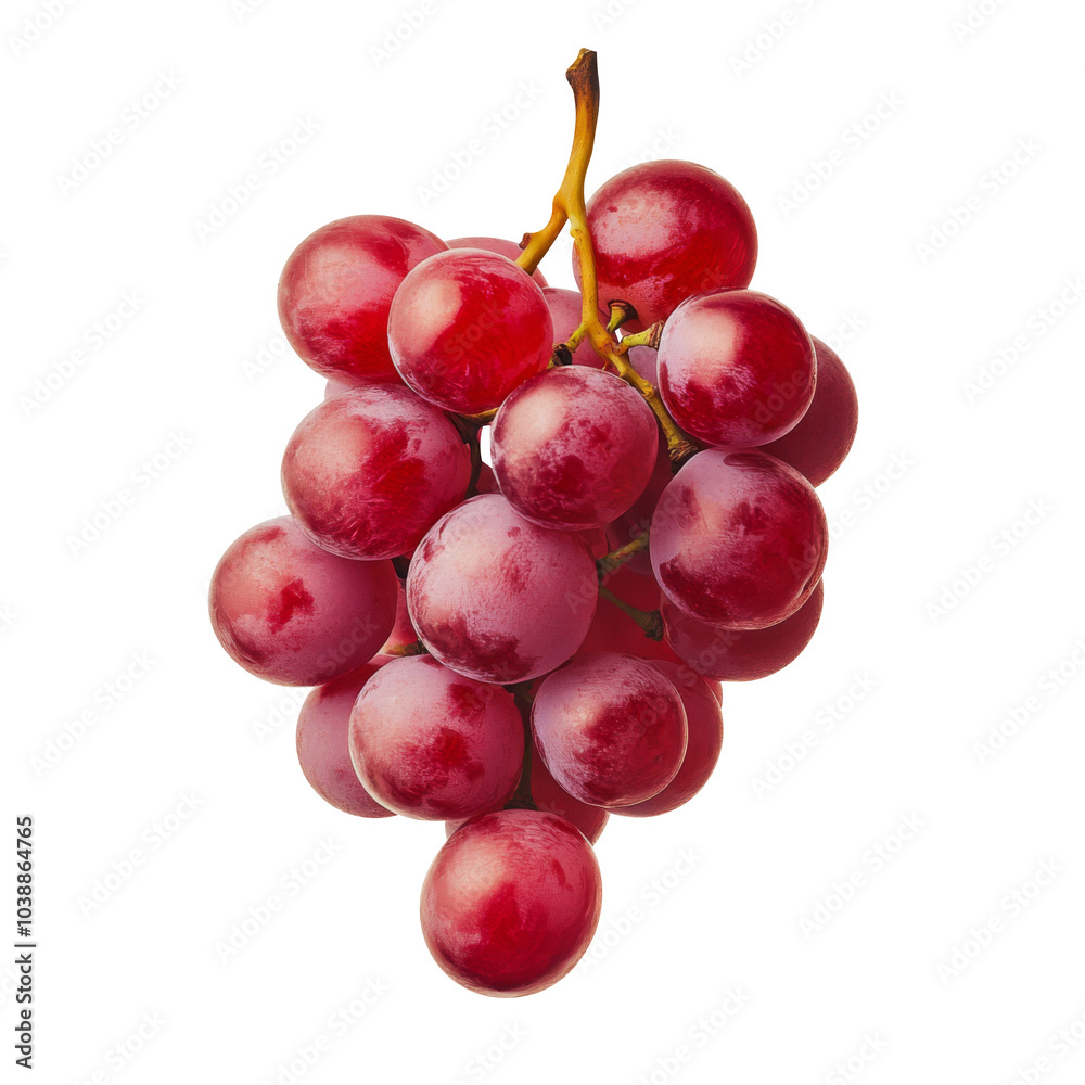 red grapes bunch isolated on white background. Generative AI red grapes bunch isolated on white background. Generative AI