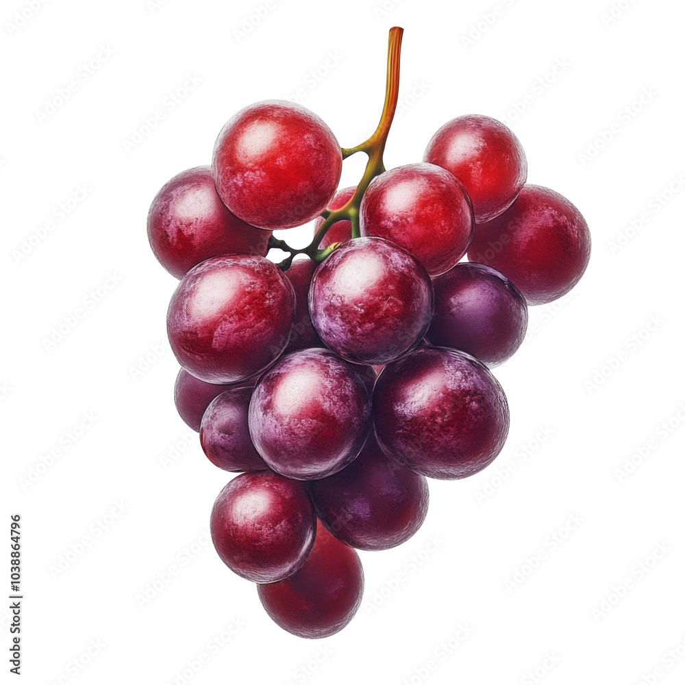 Fototapeta premium red grapes bunch isolated on white background. Generative AI