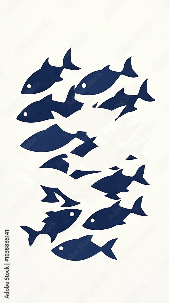 Blue fish swim in water before white wall sky Blue fish swim in water before white wall sky