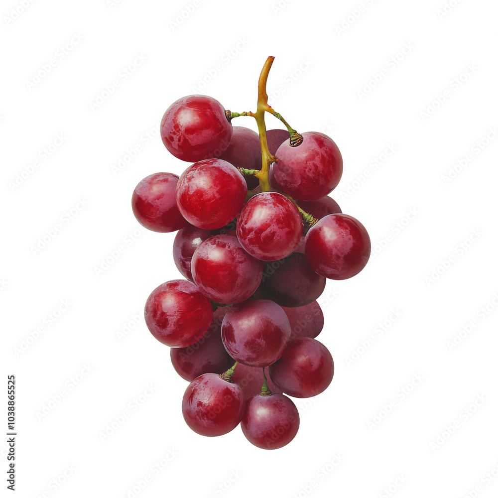 red grapes bunch isolated on white background. Generative AI red grapes bunch isolated on white background. Generative AI