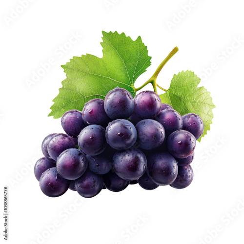 red grapes bunch isolated on white background. Generative AI