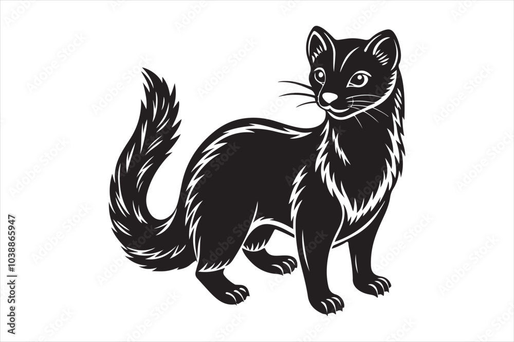 Fototapeta premium Isolated Pine Marten Silhouette Vector for Apparel, Hoodies, and Printable Graphics