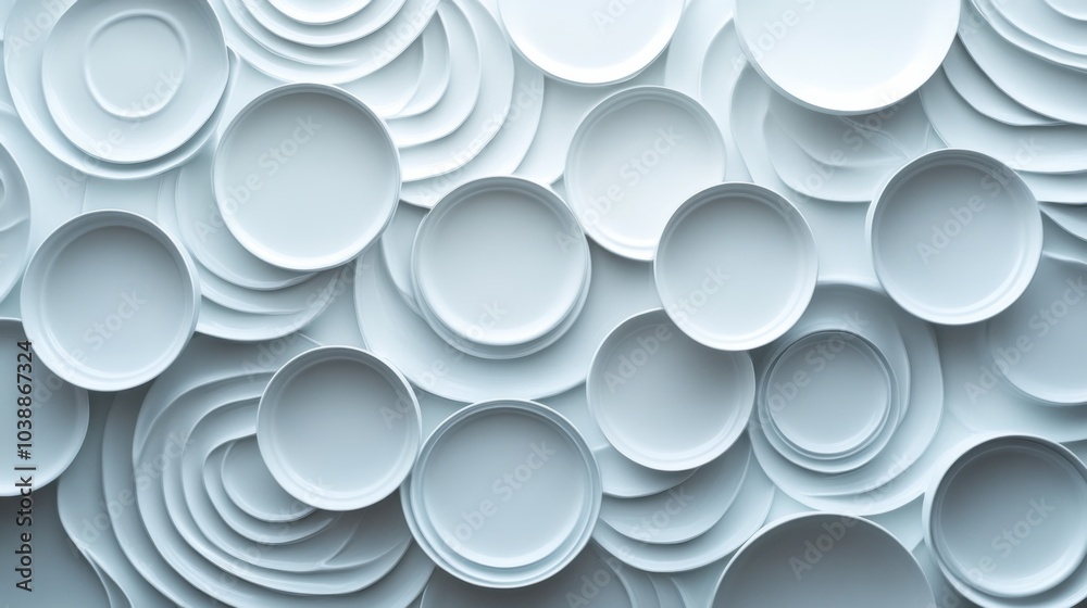 Many plates stacked on top of each other Many plates stacked on top of each other