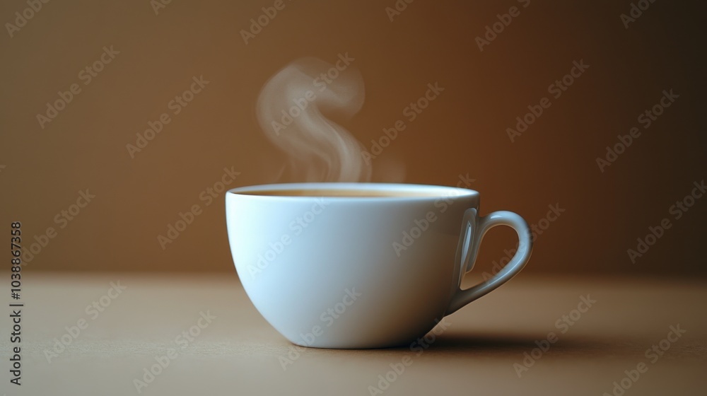 Cup of coffee with steam rising out of it