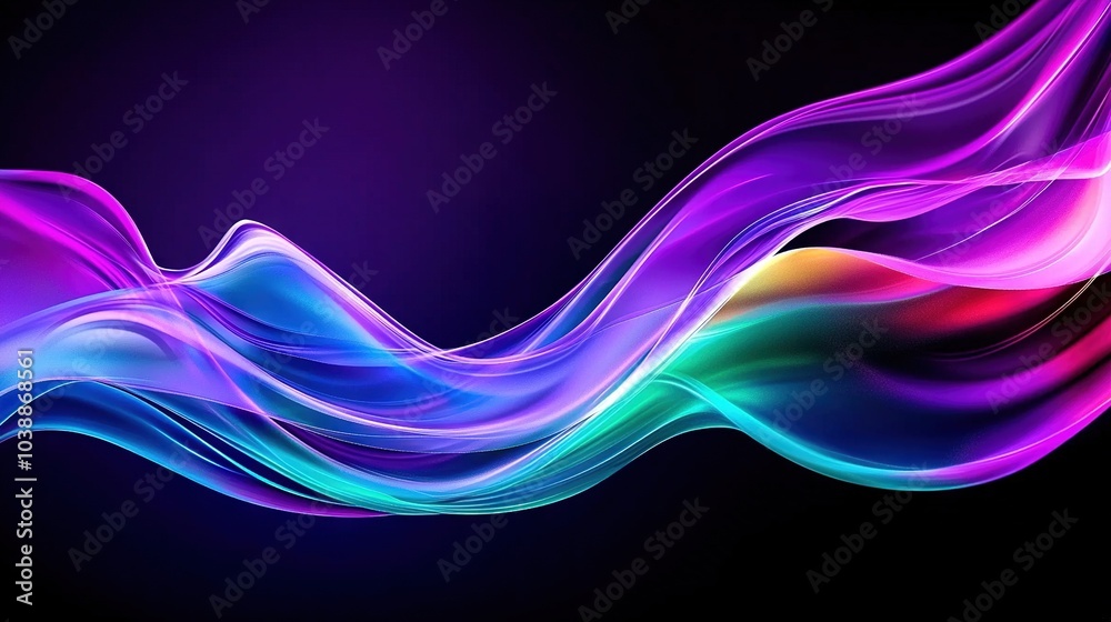 A multicolored wave on a black background with a blue, red, yellow, pink, green, purple, and orange hue A multicolored wave on a black background with a blue, red, yellow, pink, green, purple, and orange hue