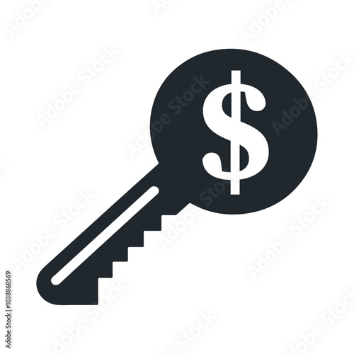 The key with dollar vector icon design isolated on white