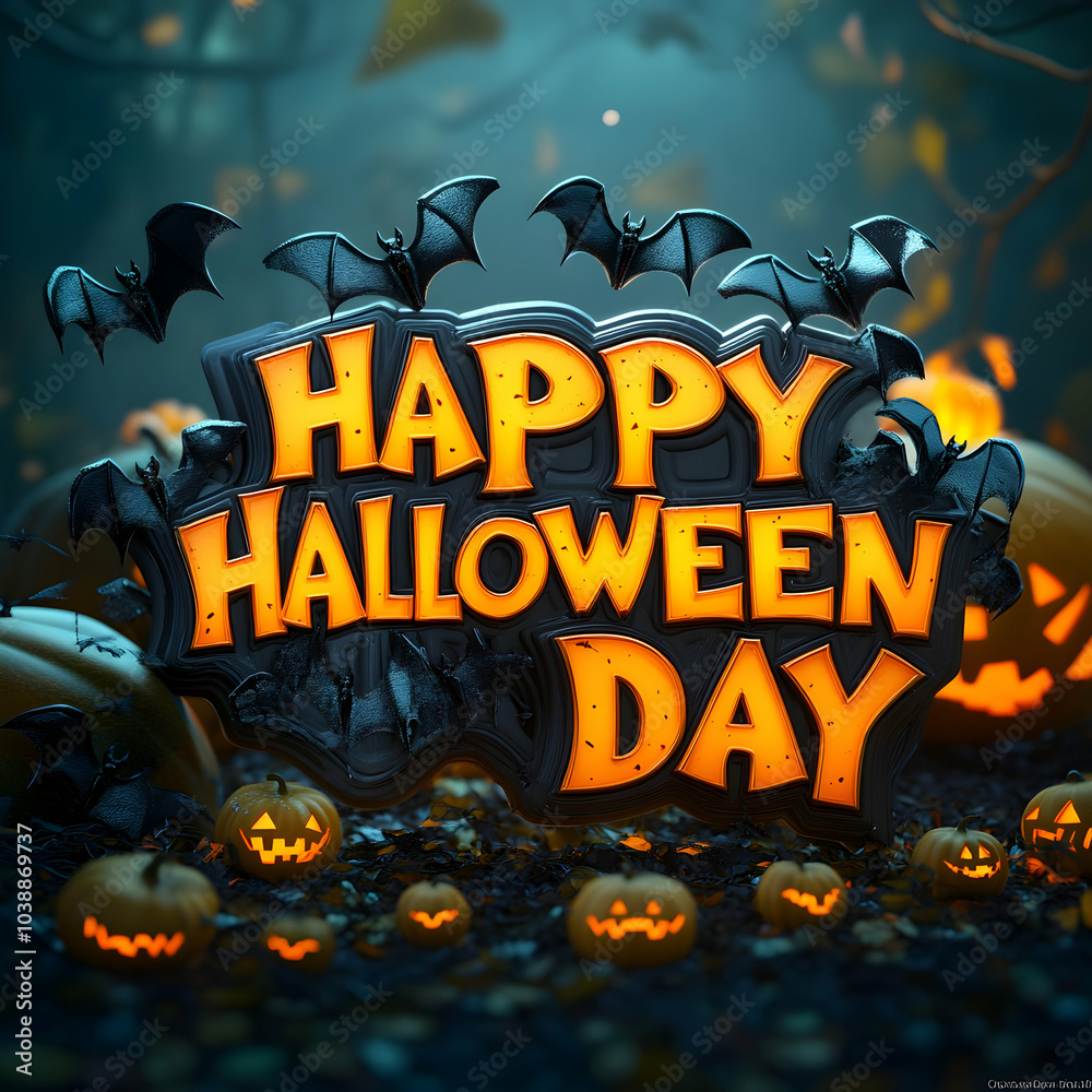 Fototapeta premium Glowing Halloween lettering background for Halloween party celebration Halloween party
