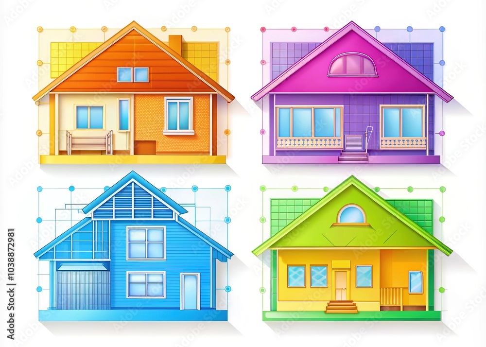 House Plan Icon Set featuring Thin, Light, Regular, and Bold styles, isolated against a clean white background, showcasing various architectural designs and elements for home planning. House Plan Icon Set featuring Thin, Light, Regular, and Bold styles, isolated against a clean white background, showcasing various architectural designs and elements for home planning.