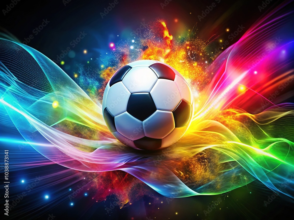 Fototapeta premium Immerse yourself in a vibrant, dynamic soccer abstract background, perfect for sports concepts and creative projects, featuring striking colors and engaging patterns to inspire creativity.