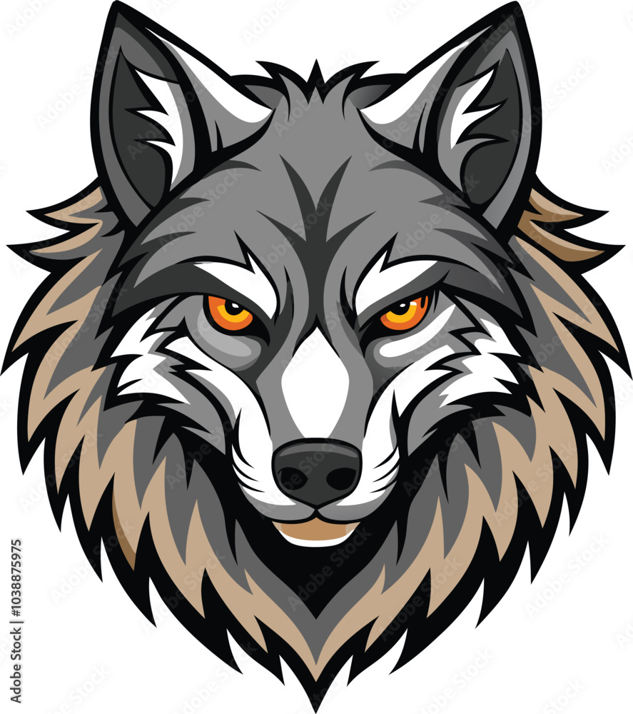 Fototapeta premium Gray Wolf Head Mascot Illustration Design