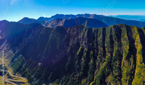 Landscape of the Fagaras mountains seen from the road Transfagarasan - Romania photo