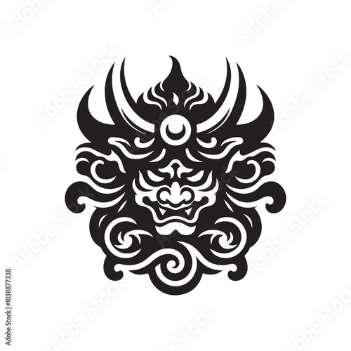 Japanese Tengu Silhouette Vector Illustration - Mythical Creature Graphics photo