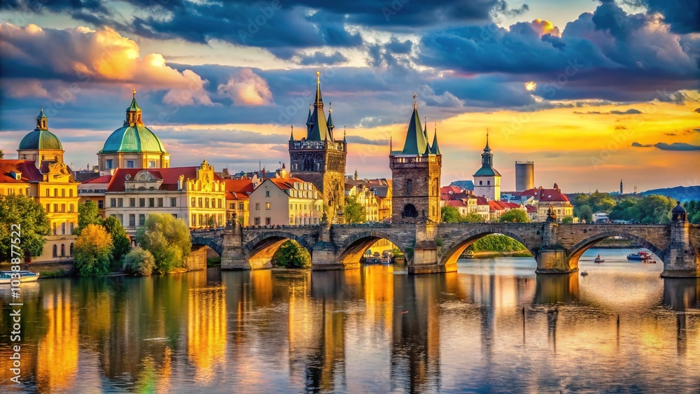 Stunning Charles Bridge in Prague, Czech Republic – Iconic Landmark and Historic Architecture Over Vltava River Stunning Charles Bridge in Prague, Czech Republic – Iconic Landmark and Historic Architecture Over Vltava River
