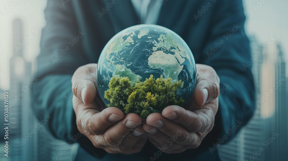 Protecting Our Planet: A Hand Holding a Globe Protecting Our Planet: A Hand Holding a Globe