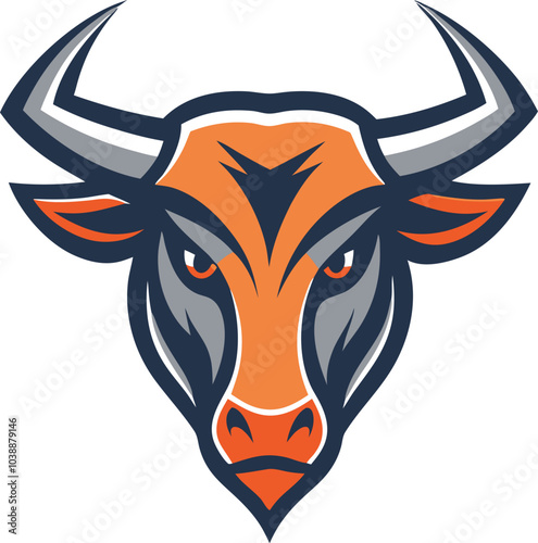 Angry Bull Head Logo Design Mascot Graphic
