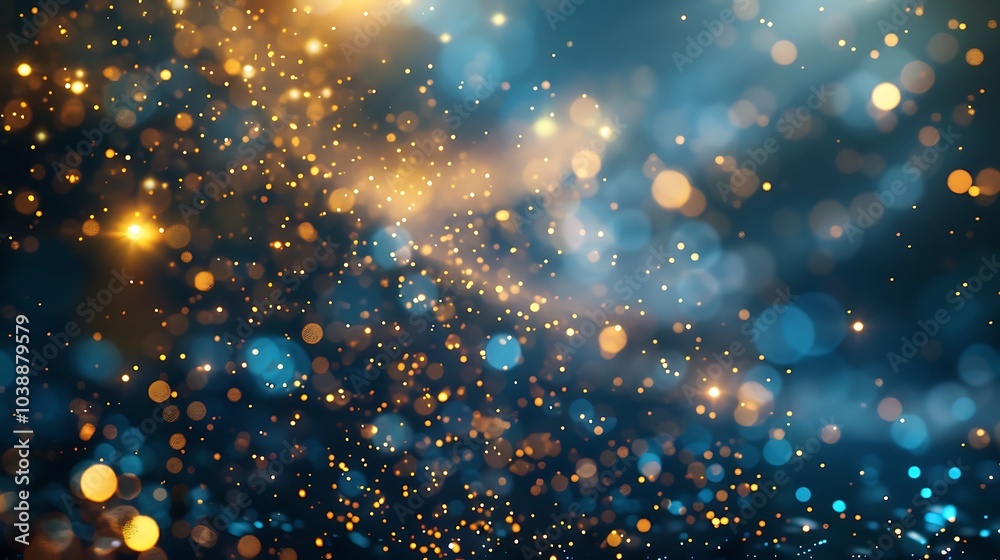 Vibrant Bokeh Lights and Glittering Particles in Abstract Scenes of Blue and Colorful Designs