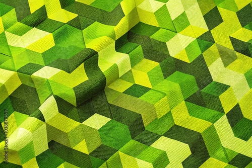 Vivid lime green seamless abstract geometric camouflage pattern perfect for contemporary design projects, adding a bold, stylish touch to any creative endeavor or visual applications.