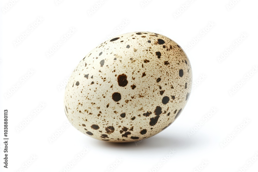 Isolated quail egg boiled or fresh upright on white backdrop Spotty egg with shadow Healthy food idea Isolated quail egg boiled or fresh upright on white backdrop Spotty egg with shadow Healthy food idea