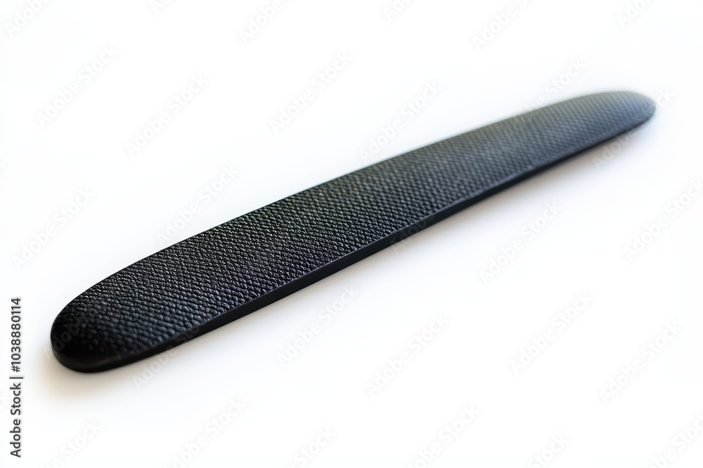 Isolated nail file with black handle on a white surface Isolated nail file with black handle on a white surface