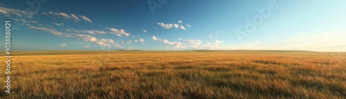 Expansive open fields panoramic scene flat design front view wide meadows 3D render Triadic Color Scheme