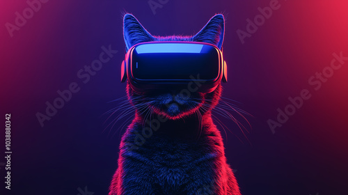 A cat in a virtual reality headset
