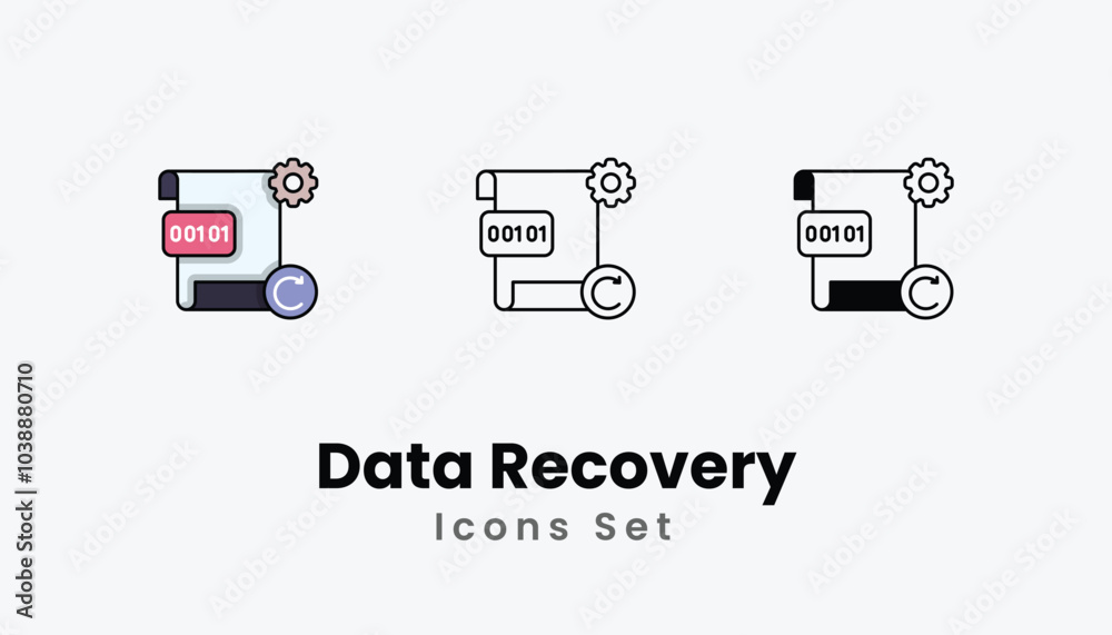 Data Recovery Icons thin line and glyph vector icon stock illustration Data Recovery Icons thin line and glyph vector icon stock illustration