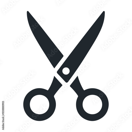 Black silhouette barber sharp cut trim salon scissor vector icon design