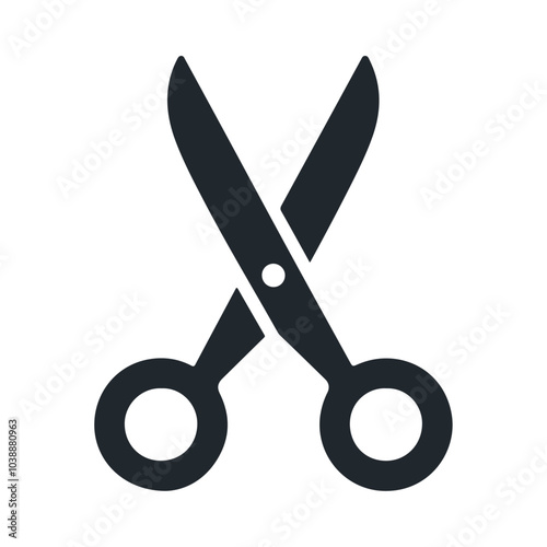 Black silhouette barber sharp cut trim salon scissor vector icon design