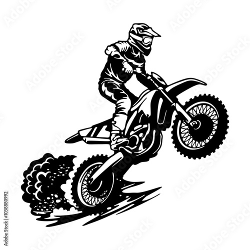 Motocross Racer, Enduro Motorcyclist - Motocross Racing - Dirt Bike Stencil Cut Files