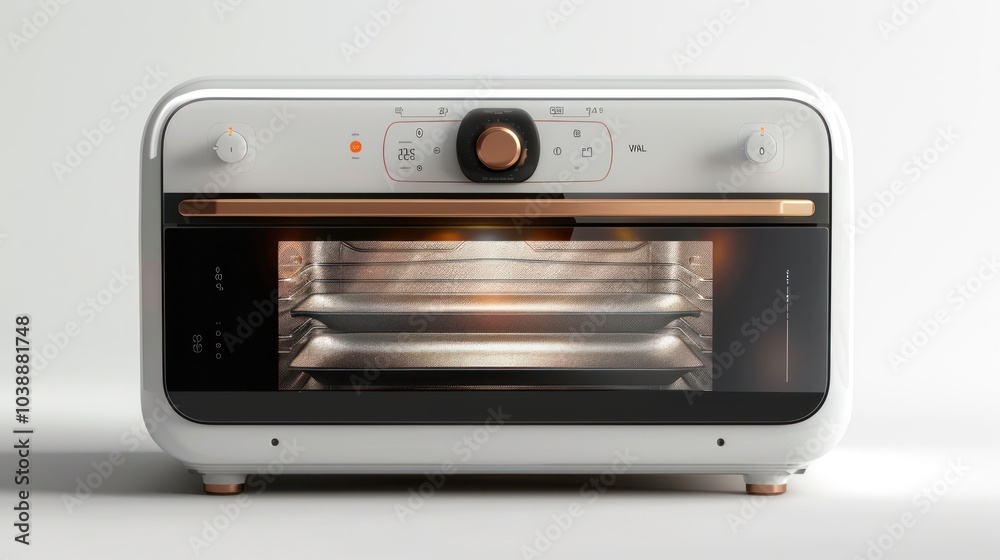 Fototapeta premium Smart countertop oven with digital display isolated on white background