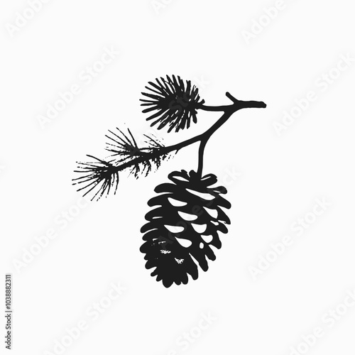 Pine Cone vector silhouette, isolated white background