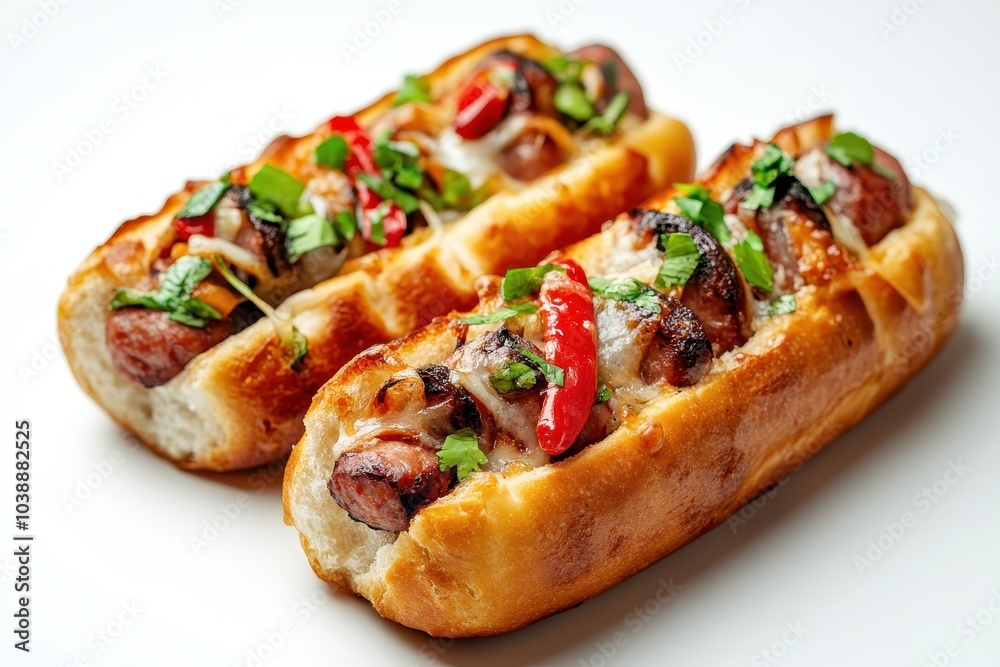 Korean hotdog bread on a white background Korean hotdog bread on a white background