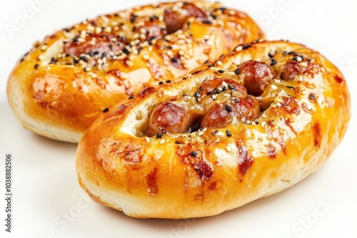 Korean sausage bread hotdog on a white background