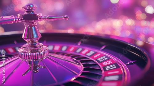 Roulette wheel close up - Ladies Pink Casino - Selective Focus