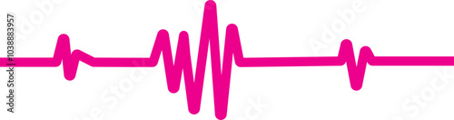 Pink heartbeat line icon on transparent white background. Emergency ekg monitoring. vector illustration