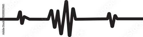 Black heartbeat line icon on transparent white background. Emergency ekg monitoring. vector illustration