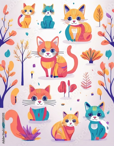 Haloween - Animals kawaii doodle set