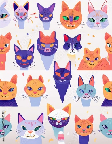 Haloween animals set kawaii doodles