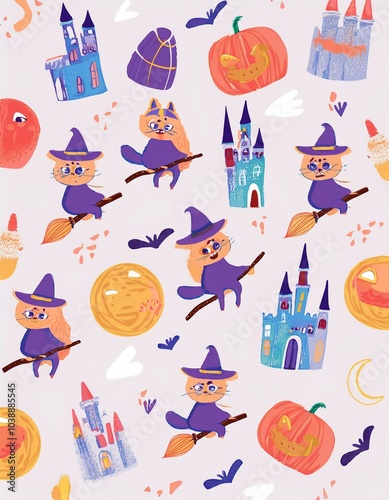 Haloween - Animals kawaii doodle set