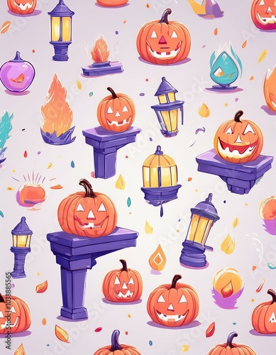 Haloween - Animals kawaii doodle set