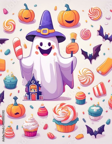 Haloween - Animals kawaii doodle set