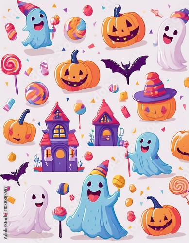 Haloween - Animals kawaii doodle set