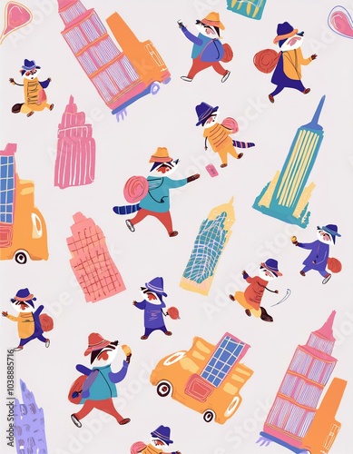 Haloween animals set kawaii doodles