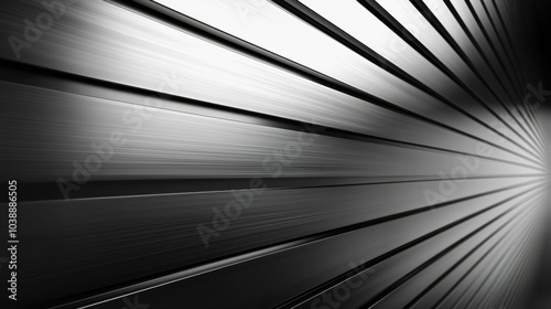 This image showcases a smooth, abstract black and silver linear design, creating a sense of depth and perspective with soft gradients.