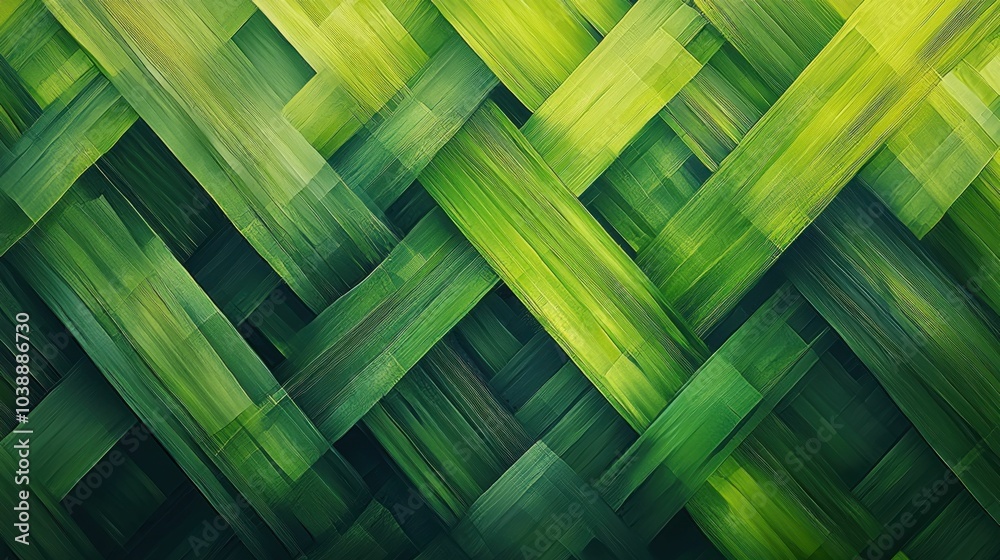 This image showcases a vibrant green woven texture, featuring various shades of green intertwined in a visually appealing design. The pattern resembles natural materials. This image showcases a vibrant green woven texture, featuring various shades of green intertwined in a visually appealing design. The pattern resembles natural materials.
