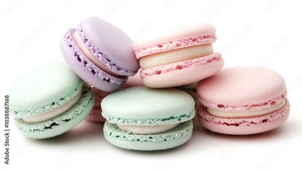 Colorful macarons, white isolate background Colorful macarons, white isolate background