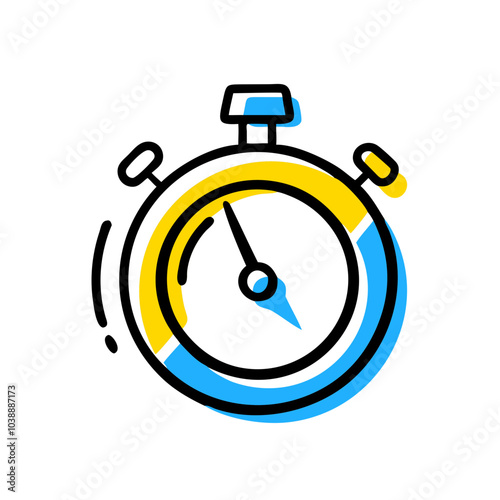 Free Download A clock with the hands at the number 3 and the number 6. The clock is yellow and blue - GFXLoad